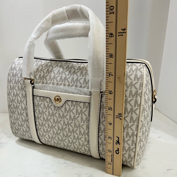 Michael Kors Cream Monogram Satchel - Picture 16 of 16